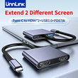 Unnlink 4K USB C Hub Type C to Dual HDMI USB 3.0 PD 87W Converter Adapter